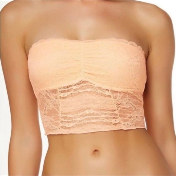 Free People Bandeau Bra Galloon Lace Intimately Size Small Peach Nectar New NWT - Picture 1 of 8